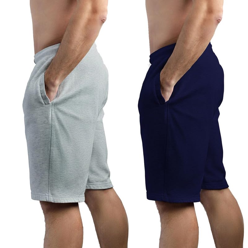 hotfits Men's Casual Cotton All Season Soft Feel Fabric Printed Regular Shorts,Workout Shorts, Elastic Waist Running Shorts with 2 Side Pockets - Pack of 2 - M - Image 2