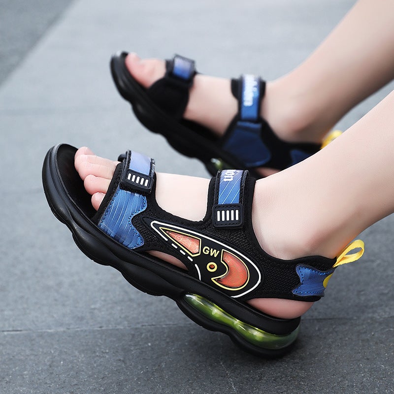 Children'S Sandals Boys 2025 Anti-Slip Soft Sole Breathable Velcro Fashion Sports Sandals For Middle And Large Children - Image 4
