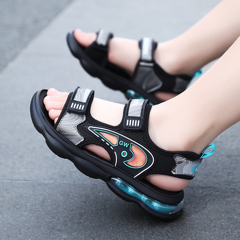 Children'S Sandals Boys 2025 Anti-Slip Soft Sole Breathable Velcro Fashion Sports Sandals For Middle And Large Children - Image 5