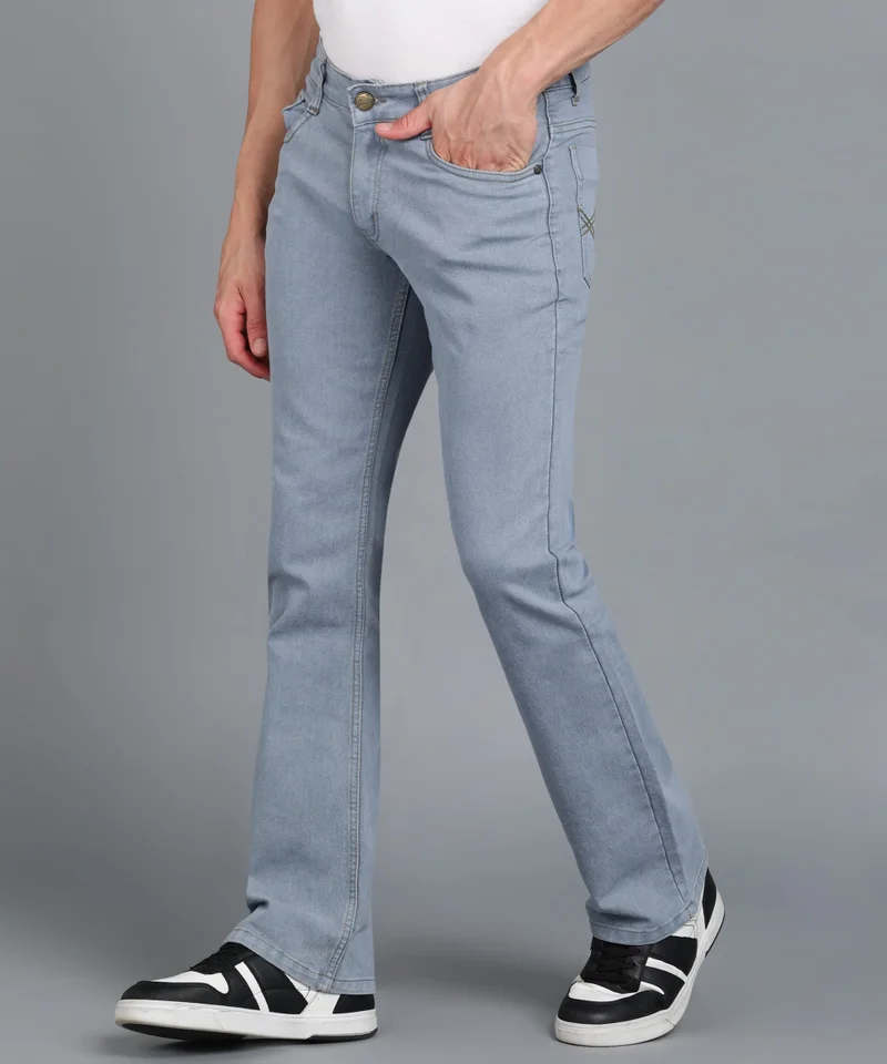 Urbano Fashion  Urbano Fashion Men's Light Grey Washed Bootcut Jeans Stretchable  | Best Price UAE