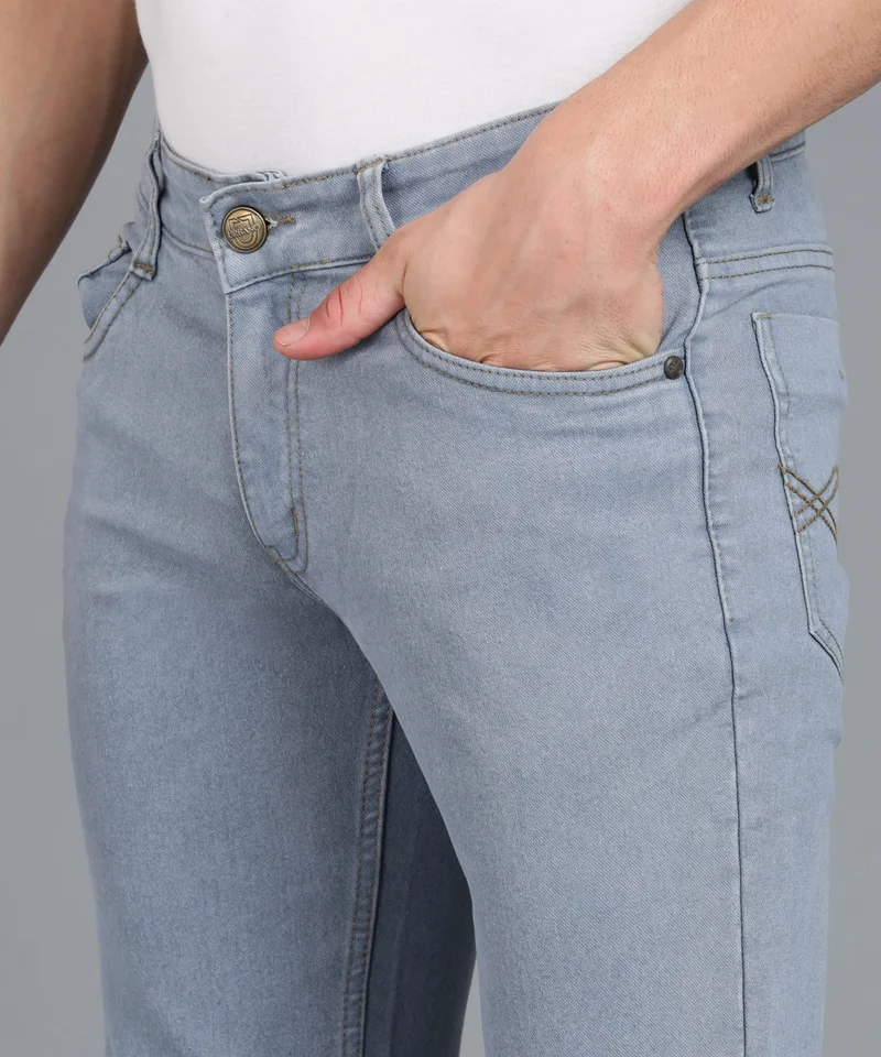 Urbano Fashion  Urbano Fashion Men's Light Grey Washed Bootcut Jeans Stretchable  | Best Price UAE