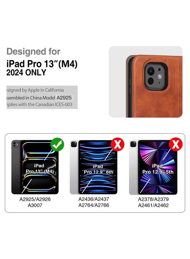 Antbox for iPad Pro 13 Inch Case M4(2024), Built-in Pencil Holder, Supports Pencil Pro/(USB-C), Auto Sleep/Wake, PU Leather (Brown) - Image 3