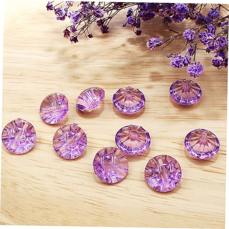 Purple Transparent Buttons 50pcs Sewing DIY Fasteners for Sweaters and Shirts - Image 5