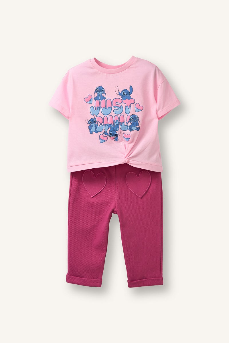 DeFacto Pink BabyGirl Baby Girl Disney Lilo & Stitch 2 Piece Set Casual - Image 1