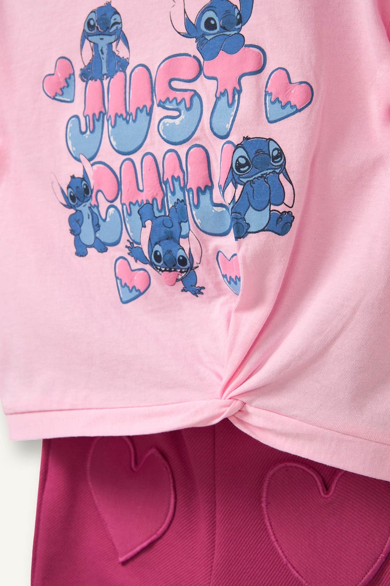 DeFacto Pink BabyGirl Baby Girl Disney Lilo & Stitch 2 Piece Set Casual - Image 3
