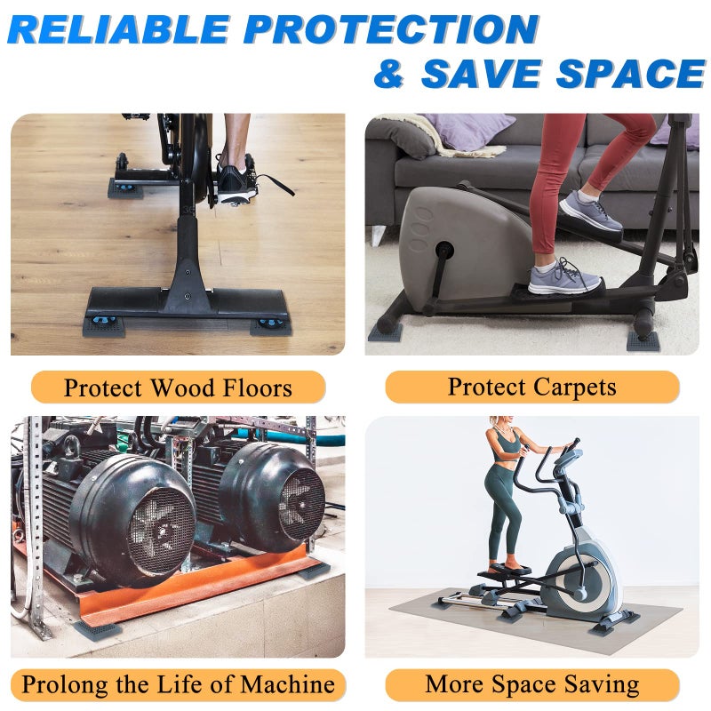 BXI Exercise Equipment Mat Heavy Duty - 4 x 4 x 0.8 Inches 4 Pcs Non Slip Noise Reduction Anti Vibration Treadmill Stationary Bike Mats, Thick Steel Embedded Rubber Pad for Hardwood Floors & Carpet - Image 5