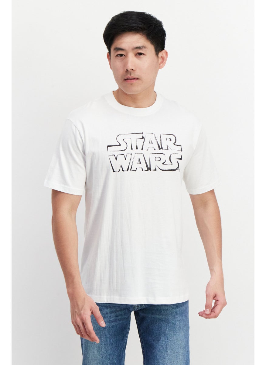 STAR WARS Men Oversized Crew Neck Short Sleeve Graphic Print T-Shirt, White  - Image 1