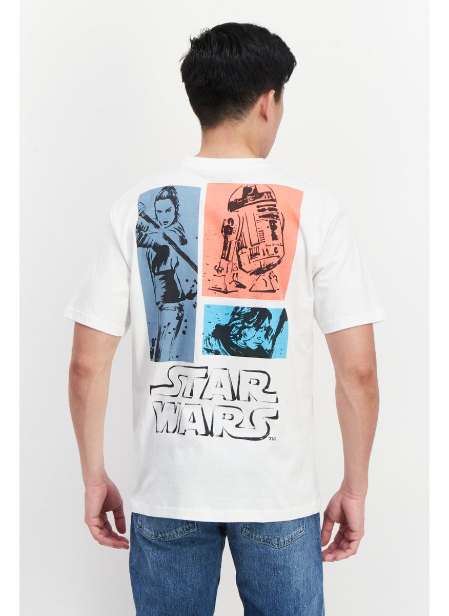 STAR WARS Men Oversized Crew Neck Short Sleeve Graphic Print T-Shirt, White  - Image 2