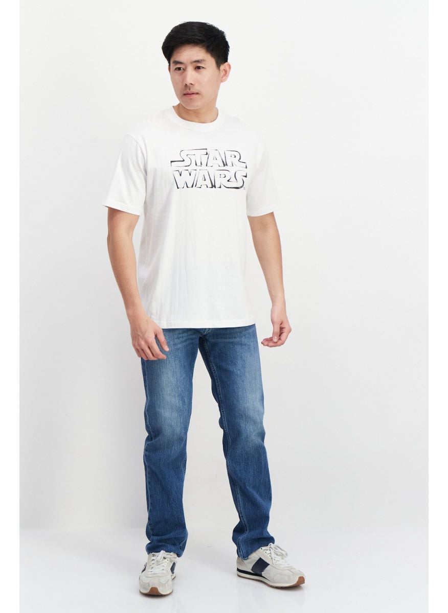 STAR WARS Men Oversized Crew Neck Short Sleeve Graphic Print T-Shirt, White  - Image 4
