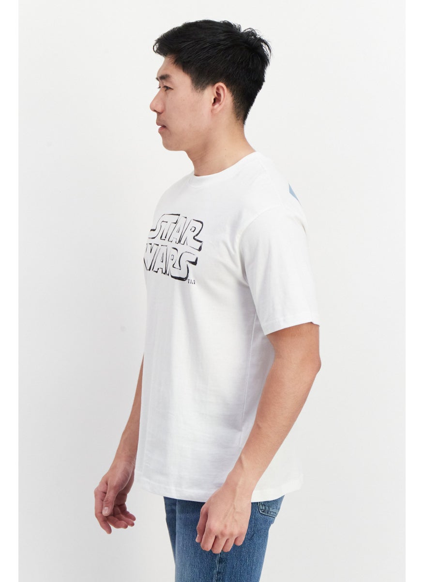 STAR WARS Men Oversized Crew Neck Short Sleeve Graphic Print T-Shirt, White  - Image 3
