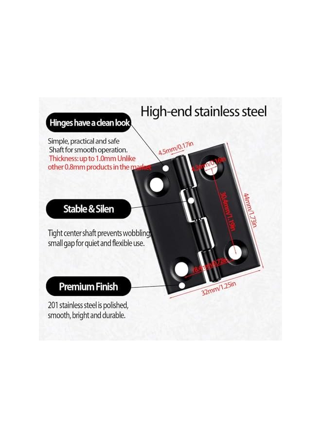 S-TOP Small Cabinet Door Hinges with 24 Screws, Stainless Steel Mini Wood Box Hinges for Jewelry Boxes, Furniture, Craft Projects, Cabinet Hardware, Durable (6 pcs, Black) - Image 4