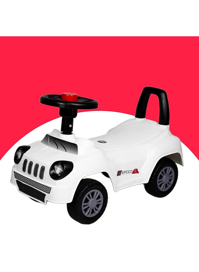 IToys Kids Ride On Push Car White 55 X 24 X 33 Cm Speed Design With Steering Wheel - Image 2
