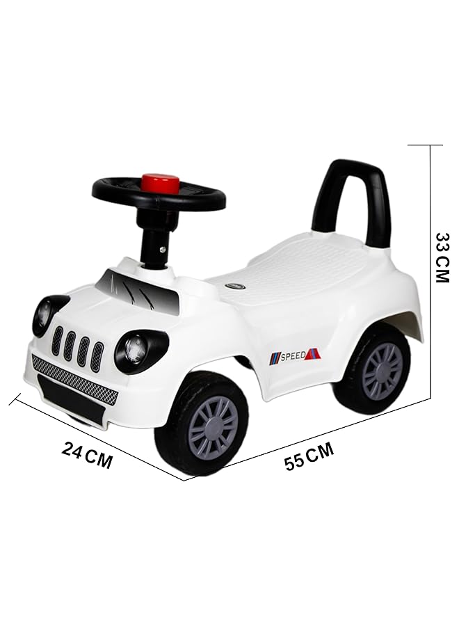 IToys Kids Ride On Push Car White 55 X 24 X 33 Cm Speed Design With Steering Wheel - Image 3