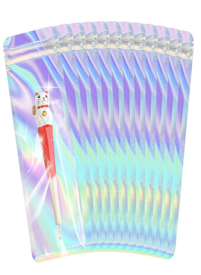 HRX Package 100pcs Holographic Bags Packaging 2.4x7 inch, Resealable Bags Foil Zip Pouch Smell Proof Baggies for Lip Gloss Eyeliner Pens Jewelry Candy - Image 1