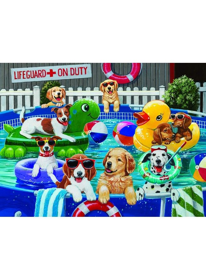 Bits and Pieces 300 Piece Jigsaw Puzzle For Adults 18" X 24"  Puppy Pool Party 300 Pc Summer Swimming Dog Jigsaw By Artist William Vanderdasson - Image 2