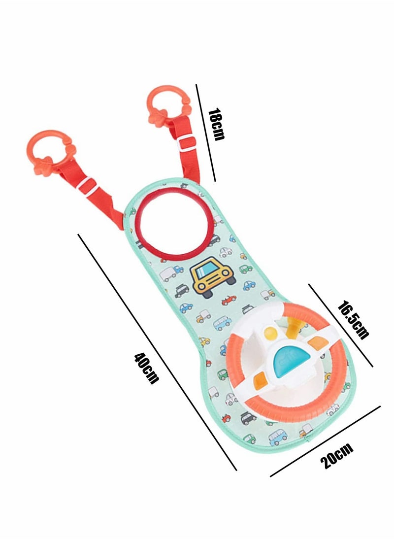 Captaintech Infant Car Seat Play Toys with Mirror, Musical Steering Wheel and Light Features for Engaging Travel Fun  - Image 2