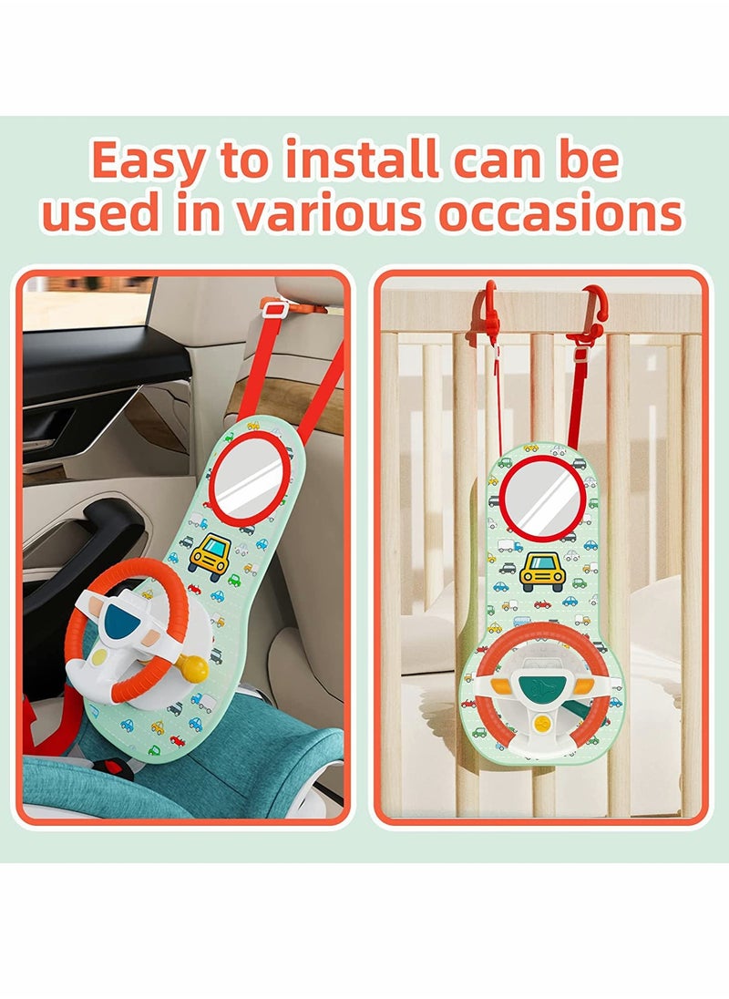 Captaintech Infant Car Seat Play Toys with Mirror, Musical Steering Wheel and Light Features for Engaging Travel Fun  - Image 5