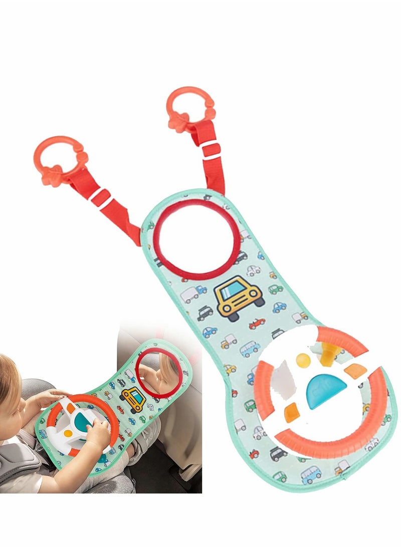Captaintech Infant Car Seat Play Toys with Mirror, Musical Steering Wheel and Light Features for Engaging Travel Fun  - Image 1