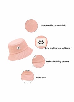 SYOSI Bucket Hat Summer Travel Bucket Cap Beach Sun Hat Smile Visor for Women Men Teens (Smiling Face)  - Image 3