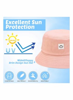 SYOSI Bucket Hat Summer Travel Bucket Cap Beach Sun Hat Smile Visor for Women Men Teens (Smiling Face)  - Image 2