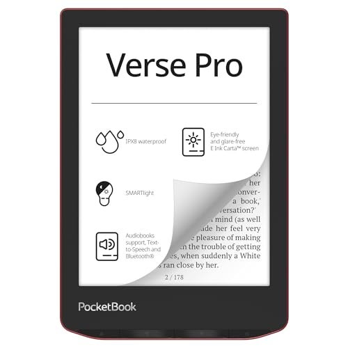 PocketBook Verse Pro E-Reader Waterproof | Eye-Friendly 6'' E-Ink Carta™ HD Touchscreen | Audio-Book & E-Book Reader | Text-to-Speech Function | SMARTlight | 16GB | WiFi & Bluetooth | Red - Image 1