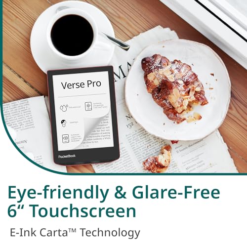 PocketBook Verse Pro E-Reader Waterproof | Eye-Friendly 6'' E-Ink Carta™ HD Touchscreen | Audio-Book & E-Book Reader | Text-to-Speech Function | SMARTlight | 16GB | WiFi & Bluetooth | Red - Image 2