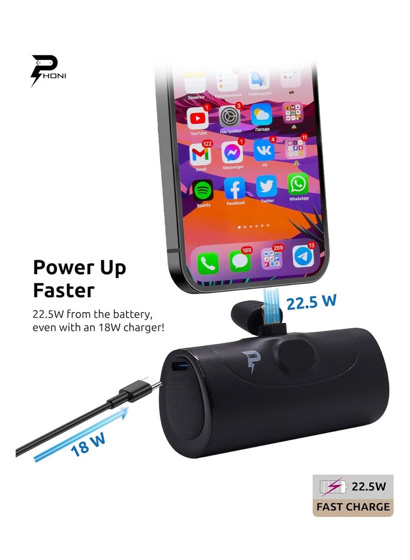Phoni Power Bank5000mAh each, Portable Charger with Built-in Display and Kickstand USB C - Image 1
