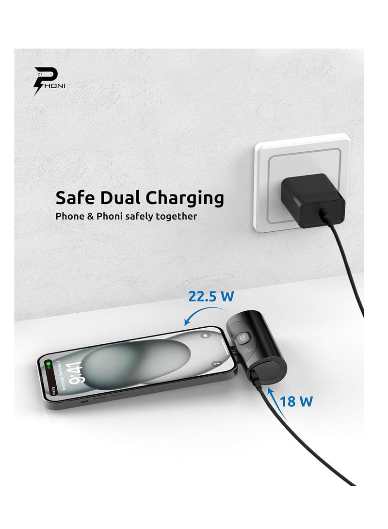 Phoni Power Bank5000mAh each, Portable Charger with Built-in Display and Kickstand USB C - Image 2