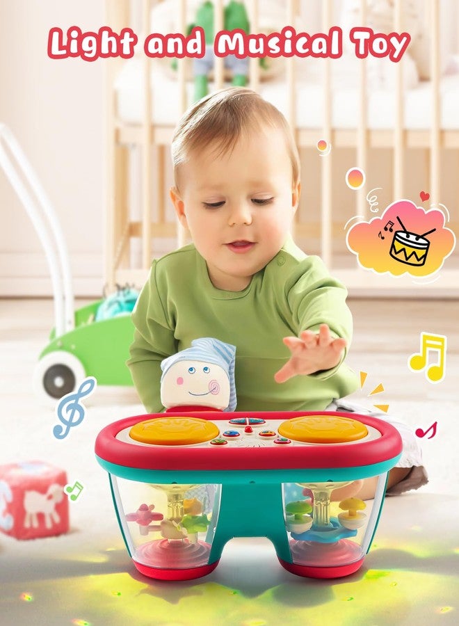 Jhoprcin Baby Toys for 6 to 12 Months, Drum Musical Instruments Rotating Light Up Toy for 12-18 Months Kids, Tummy Time Toys for Baby 0-3-6-9 Month, Walker for Baby Boy Girl Toys 1 Year Old (Blue) - Image 3