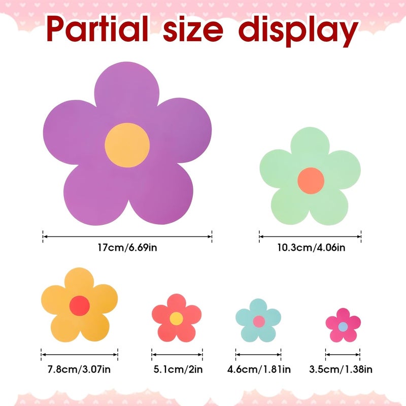 COMNICO 63pcs Cute Flowers Wall Sticker PVC Colorful Y2k Floral Wall Decor Vinyl Peel and Stick Flowers Stickers for Teen Girls Boy Kids Nursery Bedroom Kindergarten9 Sheets Bright Colors - Image 2