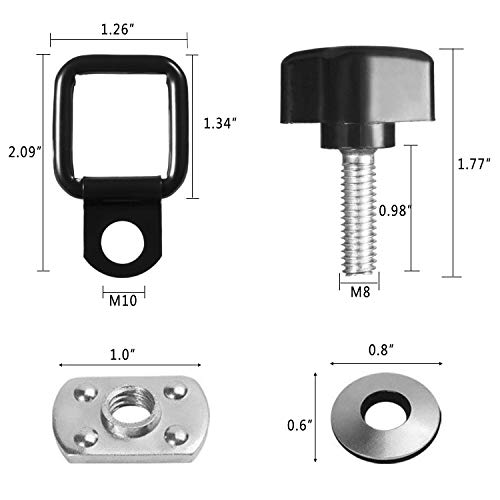 Bentolin Universal Hard Top Quick Removal Fastener Thumb Screw Nut + Tie-Down D-Rings Compatible for 1995-2018 Wrangler YJ TJ JK JKU Sports Sahara Freedom Rubicon X & Unlimited X 2/4 Door (Pack of 8) - Image 4