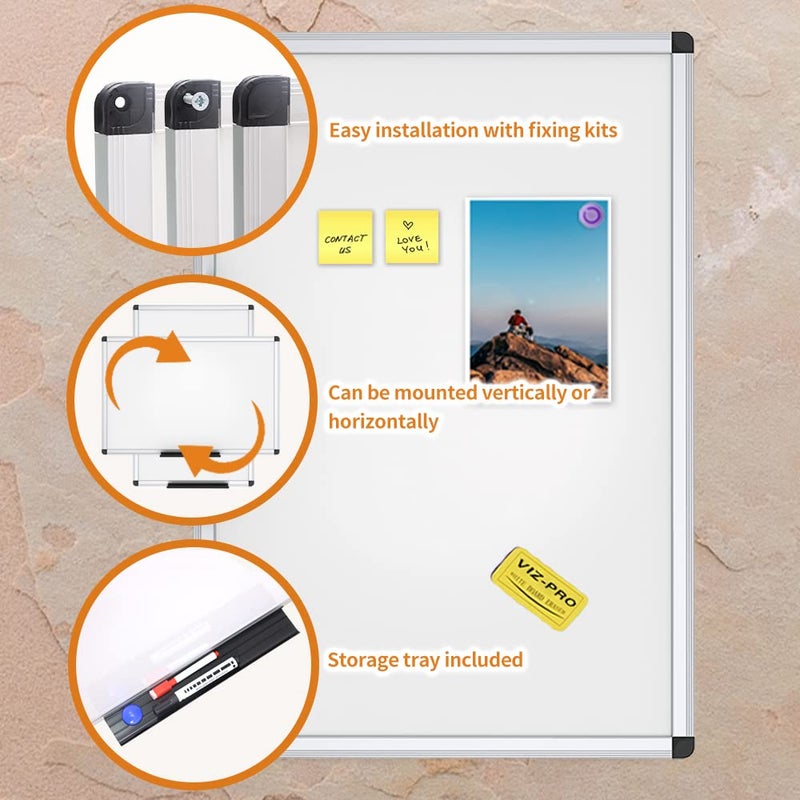 VIZ-PRO Dry Erase Board/Magnetic White Board, 48 X 32 Inches, Silver Aluminium Frame - Image 4