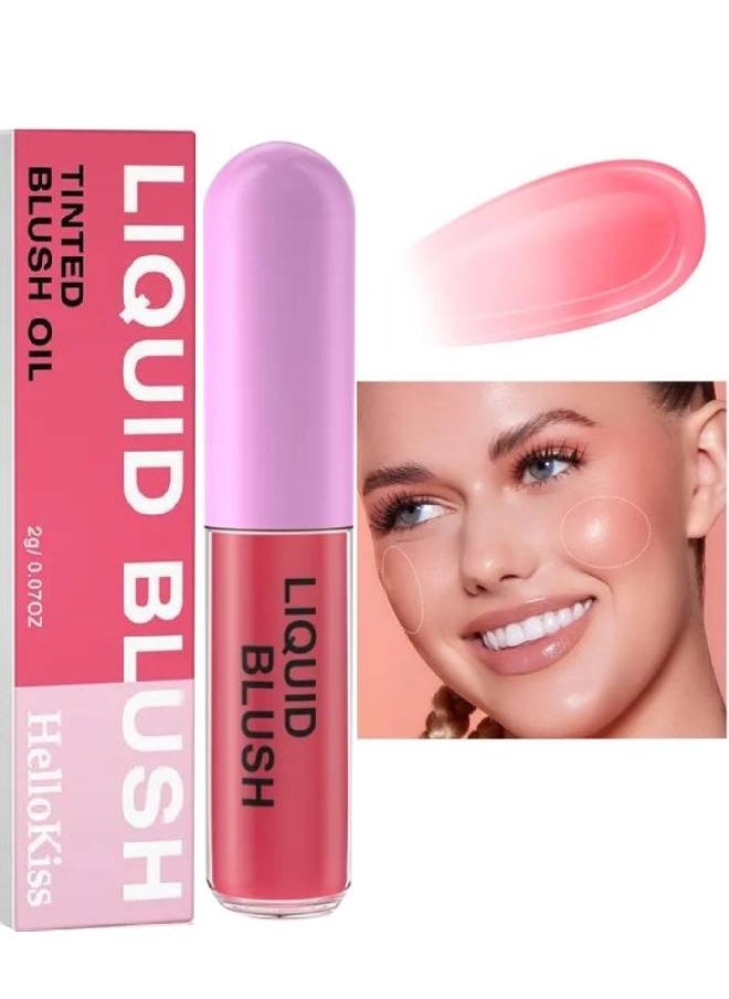 HelloKiss Tinted Blush Oil Liquid Blush for Cheeks Natural Flush Finish Temperature Color Changing Waterproof Blusher for Cheeks Long Wearing Moisturizing Blush Natural Glossy 02  - Image 1