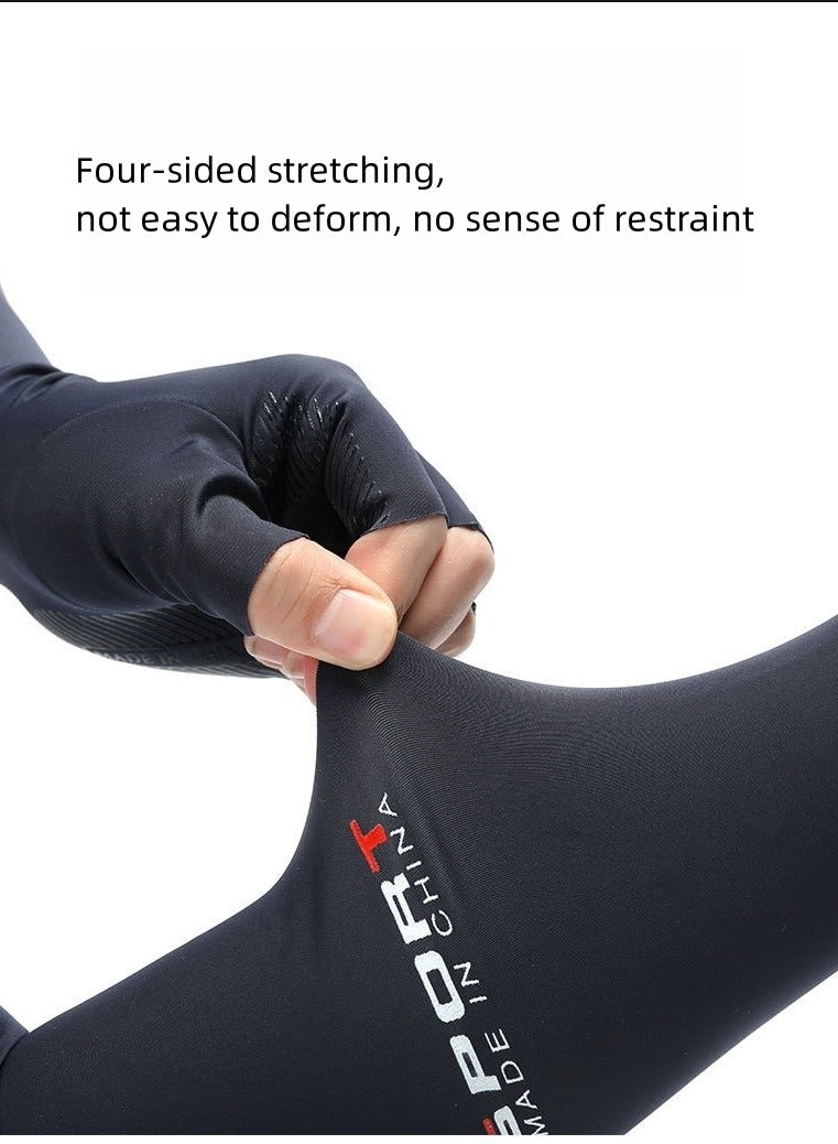 Sun Protection Ice sleeves Half Finger Outdoor Sports Driving Ice Sleeves Anti-ultraviolet Arm Gloves Arm Ice Sleeves - Image 5