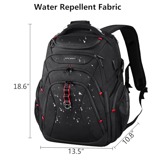 KROSER Travel Laptop Backpack 173 Inch XL Computer Backpack with Hard Shell Saferoom RFID Pockets WaterRepellent Business College Daypack Stylish Bag for MenWomenBlack - Image 3