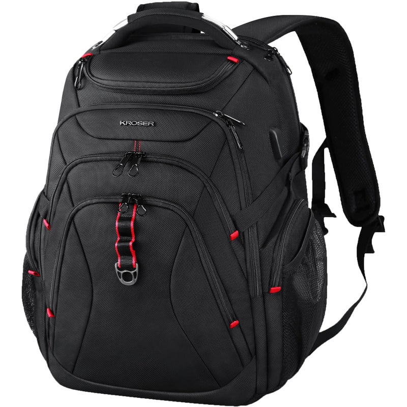 KROSER Travel Laptop Backpack 173 Inch XL Computer Backpack with Hard Shell Saferoom RFID Pockets WaterRepellent Business College Daypack Stylish Bag for MenWomenBlack - Image 2