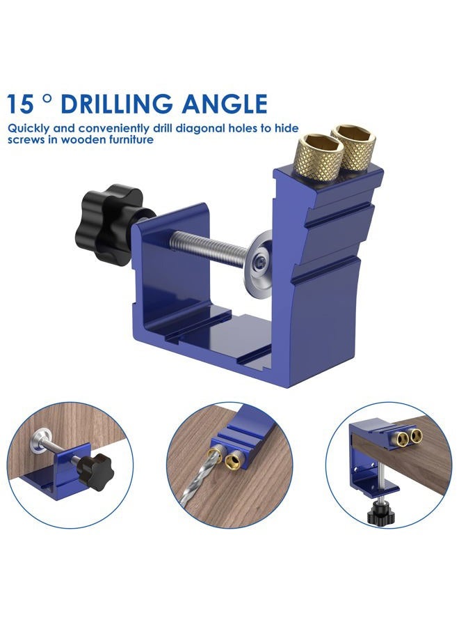 Abizarch 47Pcs Pocket Hole Jig Adjustable Punch Locator 15 Degree Angle Hole Drill Guide Kit High Precision Drill Punch Positioner for Carpenter DIY Joinery Work Woodworking Tool - Image 3