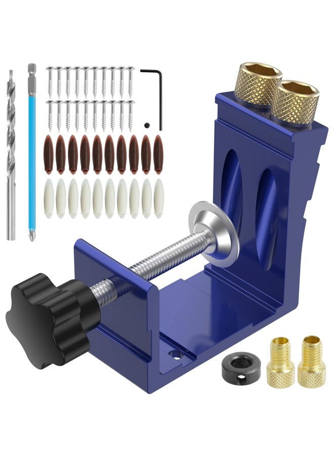 Abizarch 47Pcs Pocket Hole Jig Adjustable Punch Locator 15 Degree Angle Hole Drill Guide Kit High Precision Drill Punch Positioner for Carpenter DIY Joinery Work Woodworking Tool - Image 1