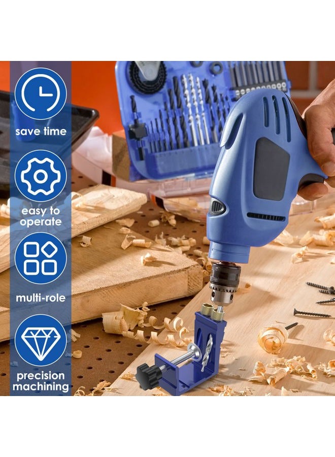 Abizarch 47Pcs Pocket Hole Jig Adjustable Punch Locator 15 Degree Angle Hole Drill Guide Kit High Precision Drill Punch Positioner for Carpenter DIY Joinery Work Woodworking Tool - Image 5