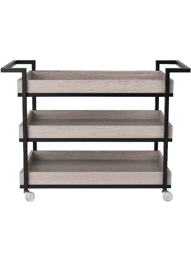 Horoof Home Horoof Home® 3-Tier Rolling Trolley with Black Metal Frame & Gray MDF Shelves  - Image 1