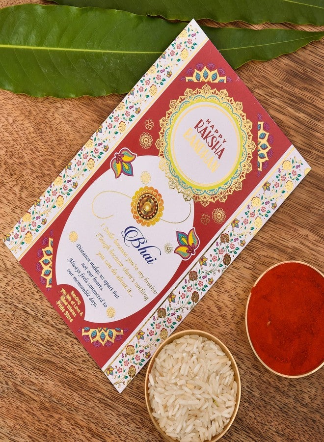 Pride Store Pack of Yellow Resin Couple Rakhis | King Bhai Queen Bhabhi Resin Rakhi | Thali for Roli and Rice | Best Wishes Greeting Card | Couples Rakhi with Thali | Rakhi for Bhai and Bhabhi (2 Yellow Couple Rakhi, Thali, Card) - Image 4
