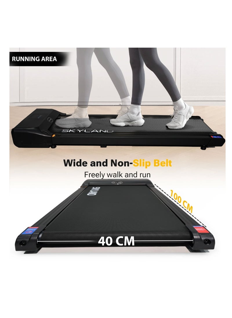 Sky Land - Ultra Slim Walking Pad Treadmill for Home Use | 2HP Quiet Motor | Under Desk Walking/Running Machine | LED Display | Remote Control | Non-Slip Surface | Space-Saving Design | 100kg Max Weight Capacity – EM-1304 - Image 1