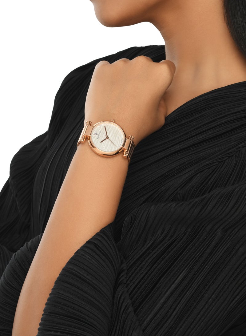 SWISS EAGLE Swiss Eagle Women White & Gold-Toned Analogue Watch (SE-9176-11) - Image 5