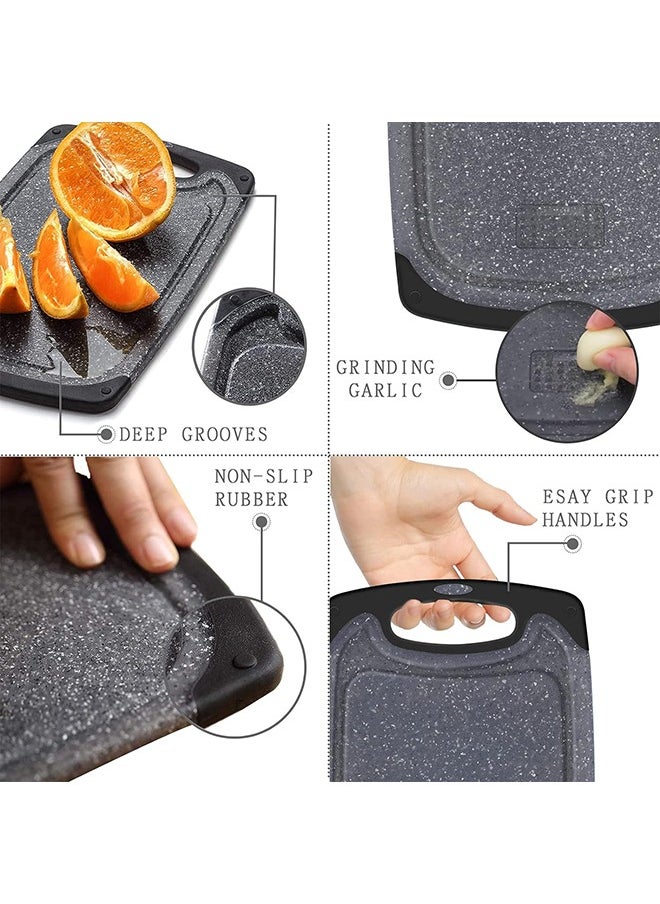 Arabest Plastic Cutting Board Set, Kitchen Chopping Boards BPA Free, Non-slip Easy Grip Handle Dishwasher Safe Cutting Boards with Juice Grooves for Meat Veggies Fruits Garlic Ginger (Black)  - Image 5