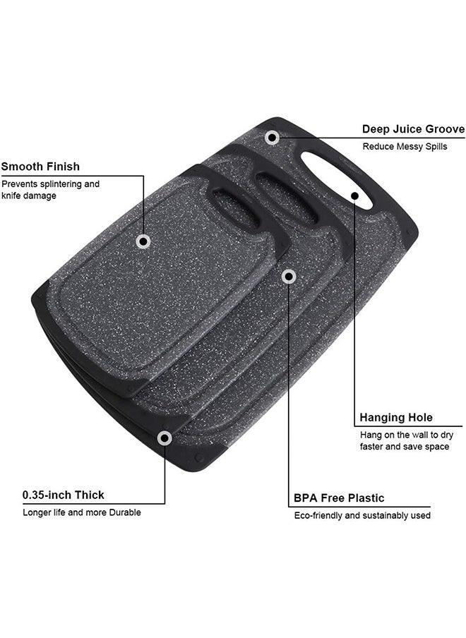 Arabest Plastic Cutting Board Set, Kitchen Chopping Boards BPA Free, Non-slip Easy Grip Handle Dishwasher Safe Cutting Boards with Juice Grooves for Meat Veggies Fruits Garlic Ginger (Black)  - Image 4