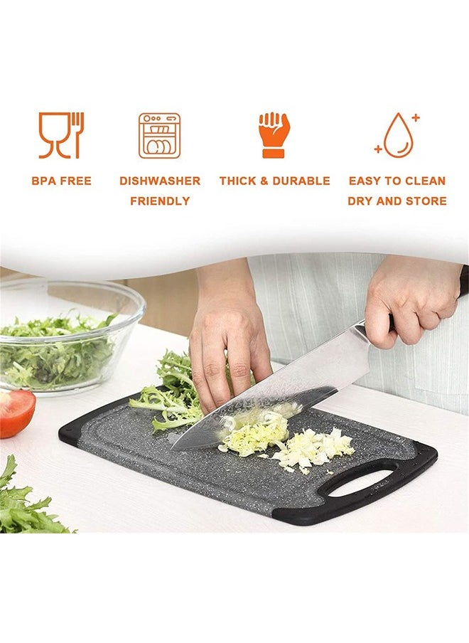 Arabest Plastic Cutting Board Set, Kitchen Chopping Boards BPA Free, Non-slip Easy Grip Handle Dishwasher Safe Cutting Boards with Juice Grooves for Meat Veggies Fruits Garlic Ginger (Black)  - Image 3