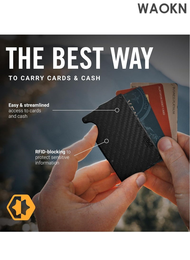 WAOKN Wallet is the ultimate fusion of style, functionality, and durability, designed for the modern man who values both form and function. Crafted from high-quality Carbon Fiber 3K, this wallet is not only sleek and lightweight but also incredibly strong, ensuring long-lasting performance., RFID Protected Front Pocket Wallets with Integrated Cash Strap - Image 3