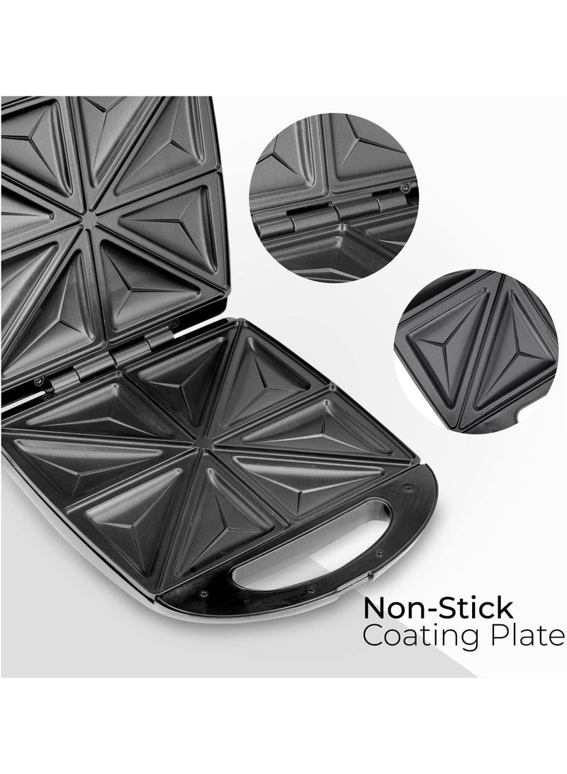 Dessini Regina 1400W 4 Slice Sandwich Maker - Cooks Delicious Crispy Sandwiches - Cool Touch Handle, Automatic Temperature Control and Non-Stick Plate - Breakfast Sandwiches & Cheese Snack - Image 2