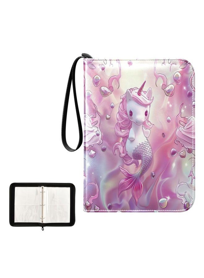 SDMKA Cute Unicorns Pink Card Binder 4-Pocket, 400 Pockets Trading Cards Holder Games Card Albums Storage Organizer Case for Football, Baseball Cards - Image 2