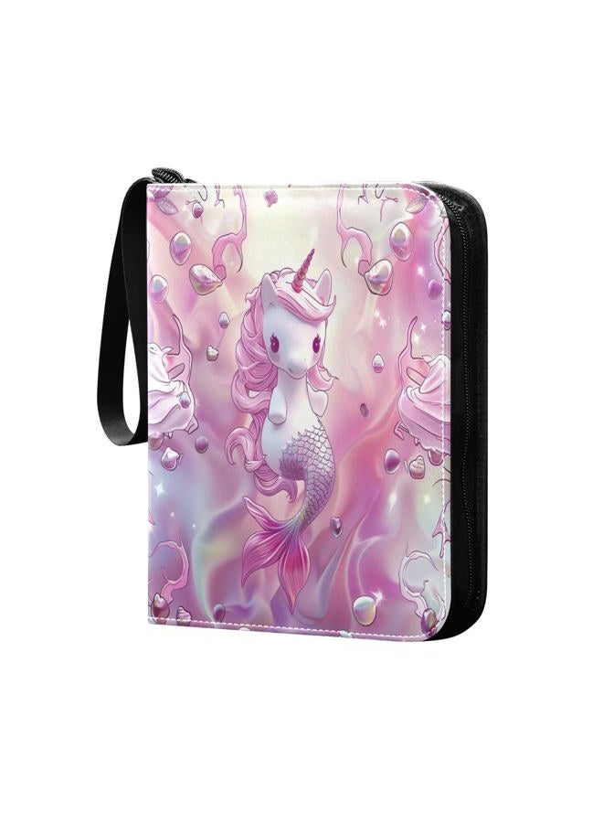 SDMKA Cute Unicorns Pink Card Binder 4-Pocket, 400 Pockets Trading Cards Holder Games Card Albums Storage Organizer Case for Football, Baseball Cards - Image 1